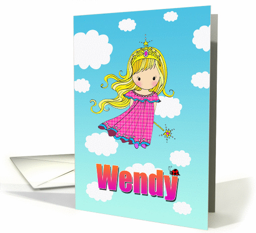 Birthday Card - Wendy Name - Fairy Princess in Clouds card (855300)