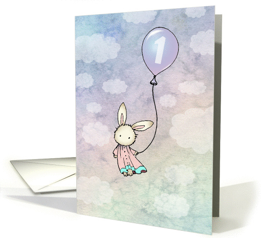 Sweet Bunny One Year Old Birthday Card - 1 year card (855434)