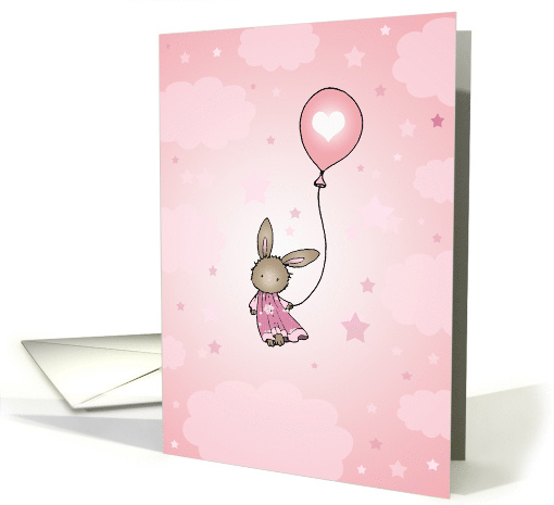 Little Brown Bunny in Pink - Happy Birthday card (855636)