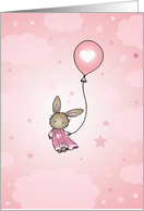 Little Brown Bunny in Pink - Happy Birthday Card