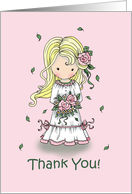 Thank You Flower Girl - Roses, Falling Leaves, Little Girl card