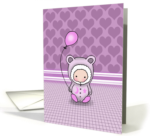 Baby Birthday Card - Happy Birthday Baby in Purple card (855833)