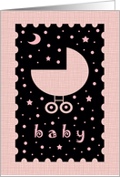 Baby Shower Card for Girl Baby - Cute Baby Buggy card
