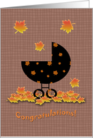 Fall Autumn Baby Carriage Congratulations on your New Baby card