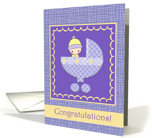 New Baby Congratulations Card - Purple and Yellow card (856884)