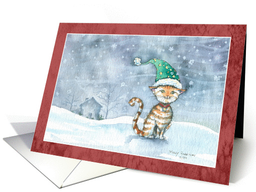 Christmas Card - Cute Cat in Snow card (857791)
