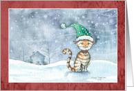 Christmas Card - Cute Cat in Snow card