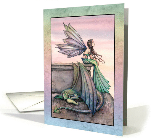 Thinking of You - Fairy and Dragon Art by Molly Harrison card (858176)