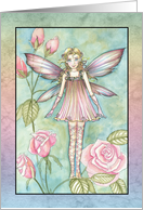 Thinking of You Card - Pink Rose Fairy card