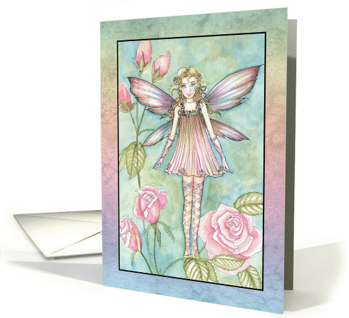 Blank Any Occasion Card - Pink Rose Fairy card (858387)