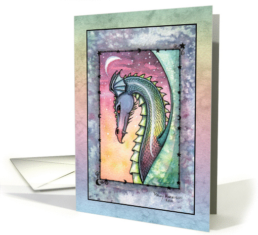 Blank Any Occasion Card - Watercolor Dragon card (858389)