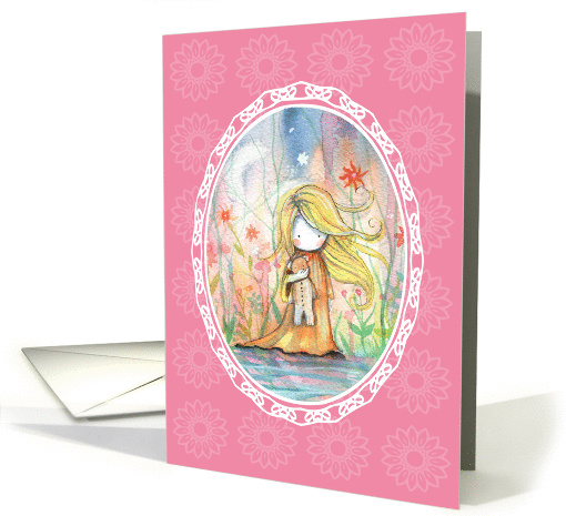 Miss You - Cute Little Girl with Teddy Bear card (858821)