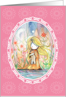 Miss You - Cute Little Girl with Teddy Bear card