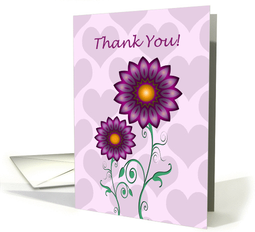 Thank you card - Flowers and Hearts card (859435)