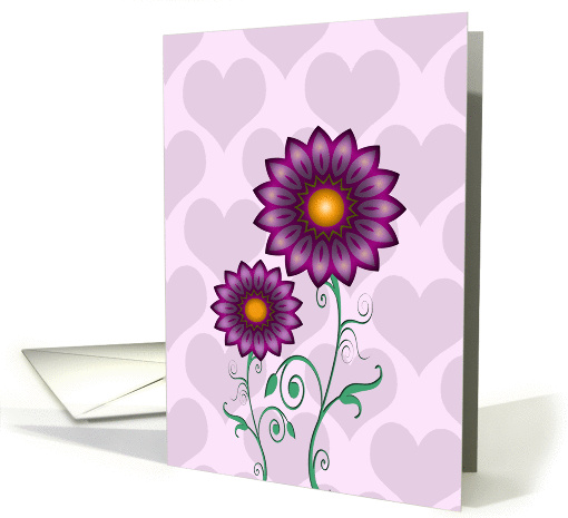 Get Well - Feel Better - Purple Flowers and Hearts card (859436)