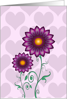 Get Well - Feel Better - Purple Flowers and Hearts card