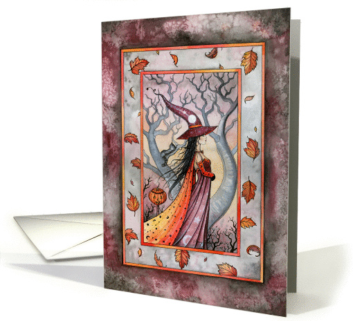 Blank Card - Autumn Witch and Cat card (859732)