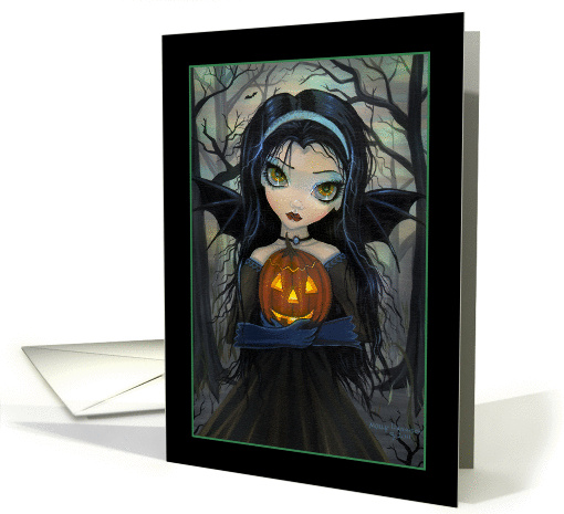 Blank Card - Big Eye Vampire with Jack-o-Lantern card (865520)