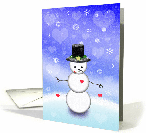 Snowman with Hearts Christmas card (870590)