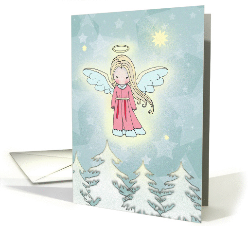 Little Christmas Angel above the Trees card (872351)