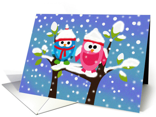 Blank Card - Two Cute Winter Owls card (873072)