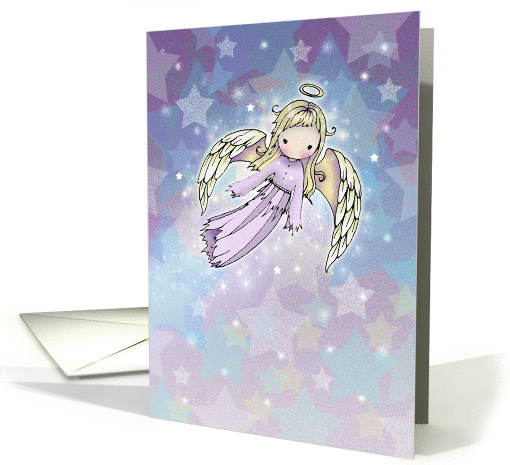 Christmas Angel Card - Little Lavender Angel in Stars card (873092)