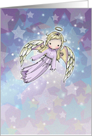 Christmas Angel Card - Little Lavender Angel in Stars card