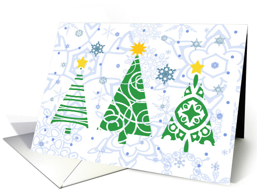 Christmas Card - Modern Trees and Snowflakes card (873337)