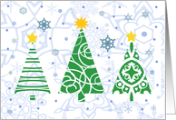 Christmas Card - Modern Trees and Snowflakes card