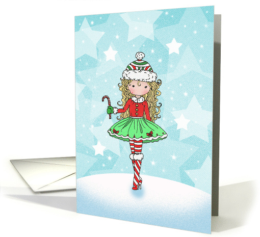 Christmas Card - Little Girl with Candycane card (873345)