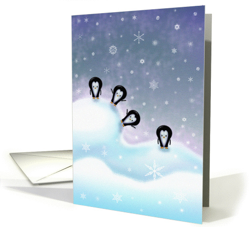 Penguin Christmas Card - Penguins Having Fun card (874207)