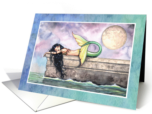 Missing You - Beautiful Mermaid in Watercolor card (874327)
