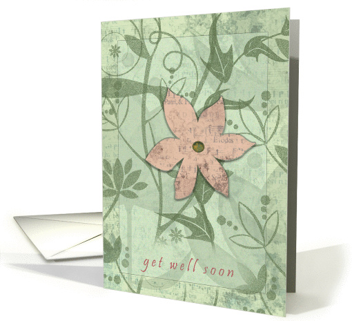 Get Well Soon - Retro Grunge Flower with Floral Designs card (877832)