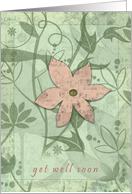 Get Well Soon - Retro Grunge Flower with Floral Designs card