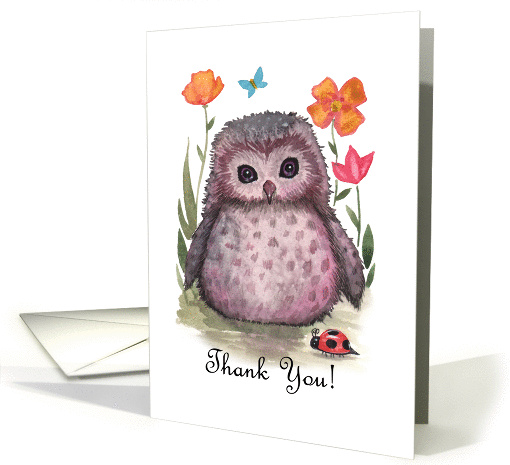 Thank You Card - Little Owl and Ladybug card (891099)