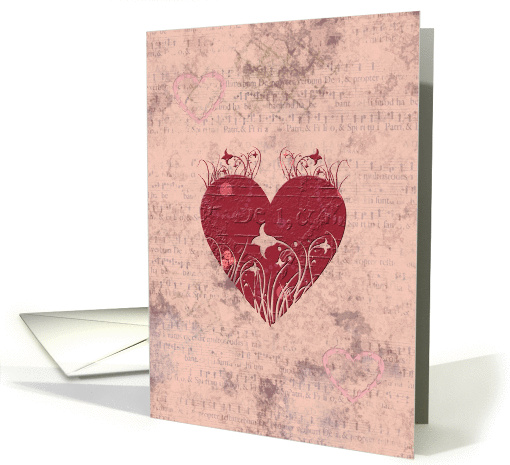 Valentine Card - For Sweetheart - Vintage Floral Heart card (896966)