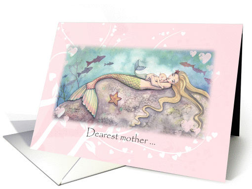 Mother's Day Card - Sweet Mermaid with Baby - For Mother card (897325)