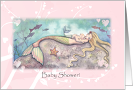 Baby Shower Invitation - Sweet Mother and Baby Mermaids card