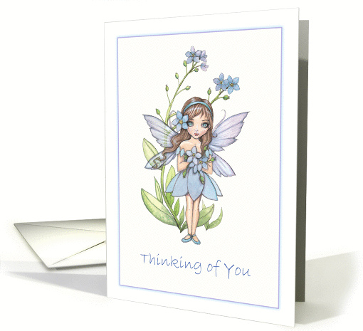 Tninking of You Card - Cute Forget-Me-Not Flower Fairy card (920882)