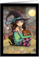 Halloween Witch and Black Cat card