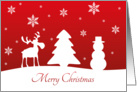 Christmas Tree Reindeer Snowman - Card