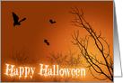 Happy Halloween Bats & Trees - Card