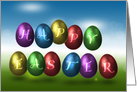 Coloured Happy Easter Eggs - Card
