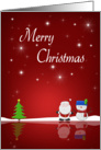 Merry Christmas Snowman and Santa - Card