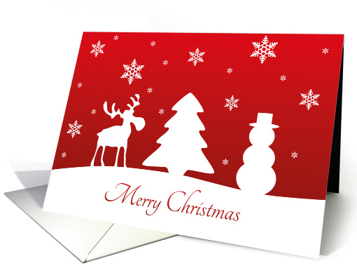 Christmas Tree Reindeer Snowman - card (1330200)