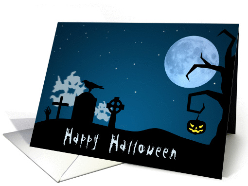 Halloween Ghosts in Graveyard card (1330966)