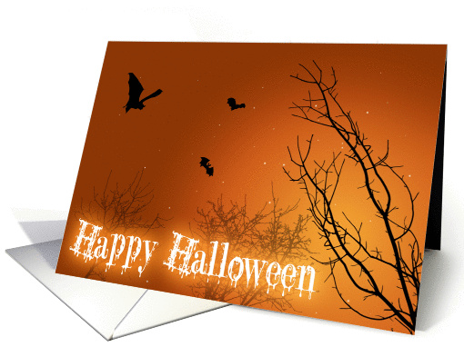 Happy Halloween Bats & Trees - card (853537)