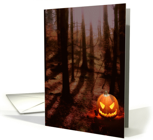 Halloween Pumpkin in Forest - card (853552)