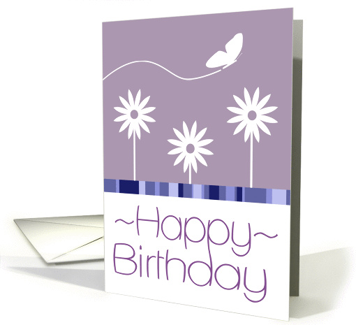 Butterfly Flowers Happy Birthday card (853575)