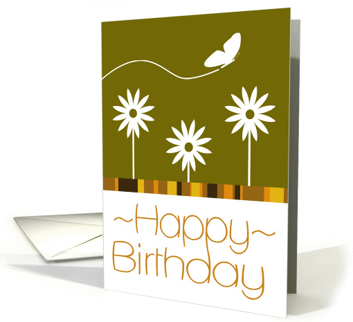 Butterfly Flowers Happy Birthday card (853577)
